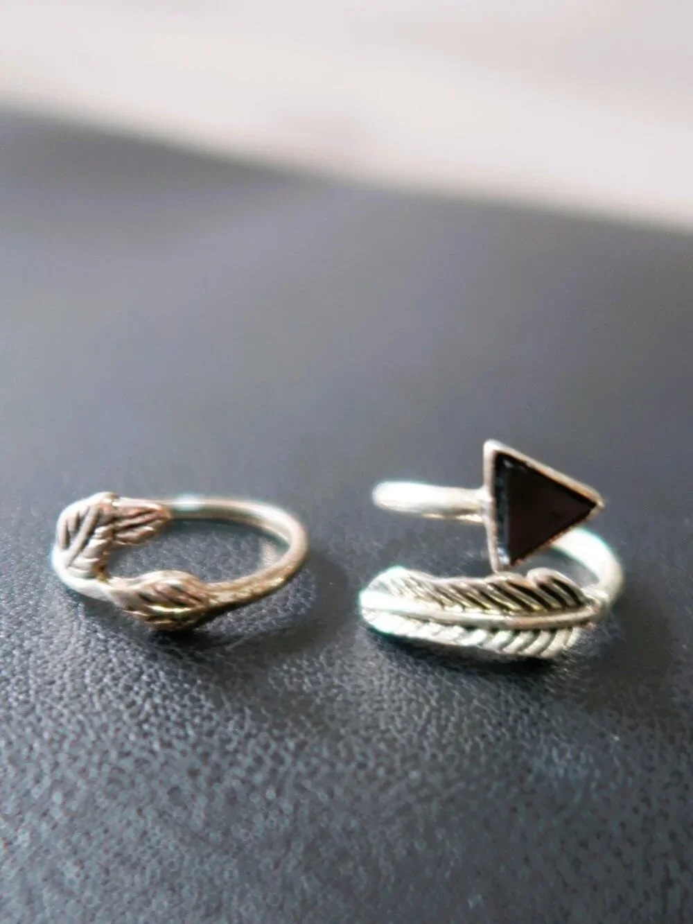 Desert Vibe Boho Rings Three Piece Stack Silver Tone Lizard Feather Arrow DIY